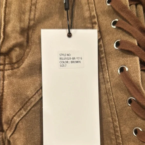 Boutique Tan Flare Pants with Lace-Up Detail - Picture 9 of 13